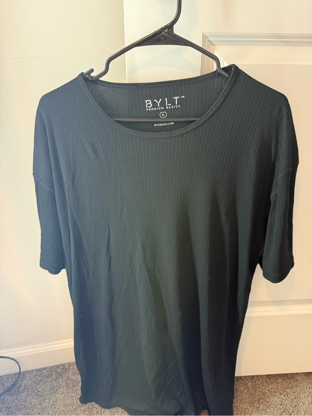 BYLT Basics Black Short Sleeve Ribbed Tee